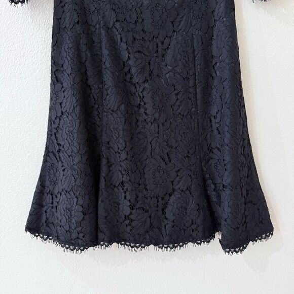 Eliza J Women's 6 Black Lace Outlay Tulip Mini Dress 3/4 Sleeves Sheer - Picture 5 of 16
